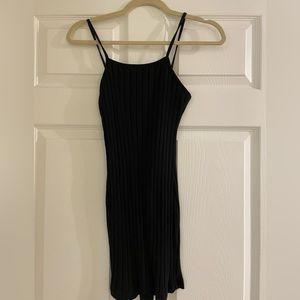 Black Ribbed Body Con Dress